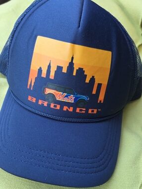 Bronco Trucker Hat with Mets Design - Blue